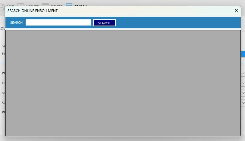 Figure 4.7. Search the student in the online enrollment list.